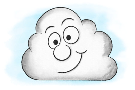 illustration of smiling cartoon cloudsの写真素材