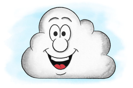 illustration of laughing cartoon cloudの写真素材