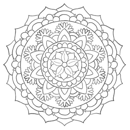 illustration of a circular black and white pattern in the form of a mandala to color for a coloring bookの写真素材