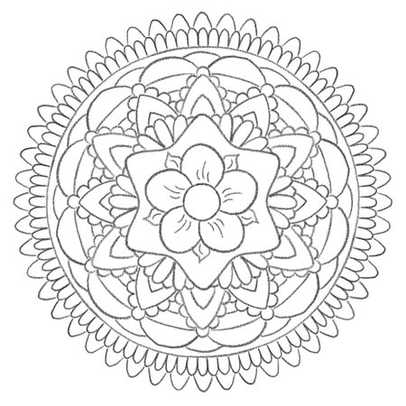 illustration of a circular black and white pattern in the form of a mandala to color for a coloring bookの写真素材