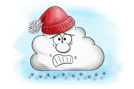 illustration of a snowing and freezing cartoon cloudの写真素材
