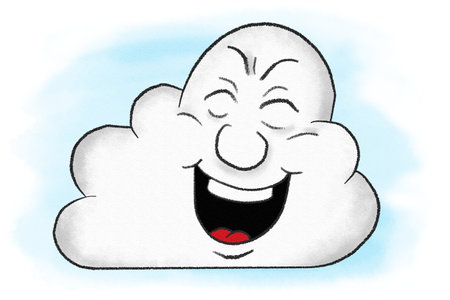 illustration of laughing cartoon cloudの写真素材