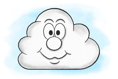illustration of smiling cartoon cloudsの写真素材