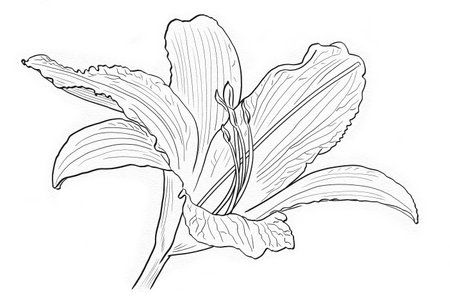 Watercolor illustration of daylily with white backgroundの写真素材