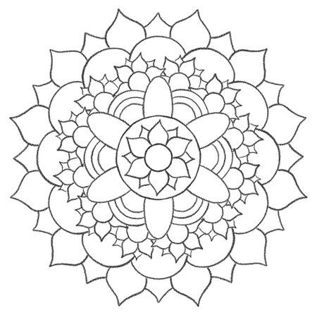 illustration of a circular black and white pattern in the form of a mandala to color for a coloring bookの写真素材