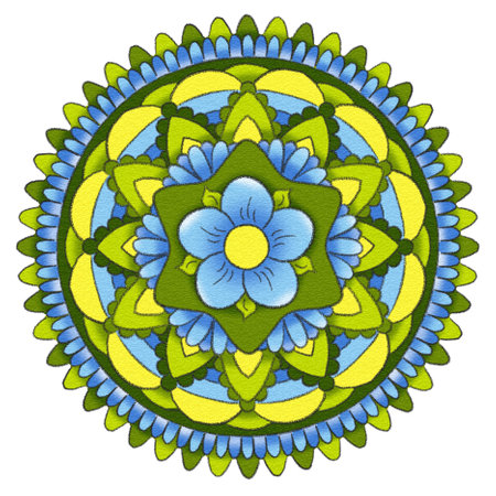 illustration of colorful painted mandalaの写真素材