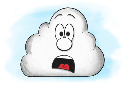 illustration of surprised cartoon cloudの写真素材