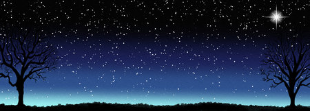 Watercolor illustration of night sky with stars as bannerの写真素材