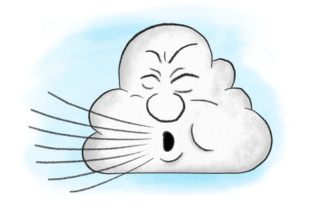 illustration of cartoon cloud blowing windの写真素材