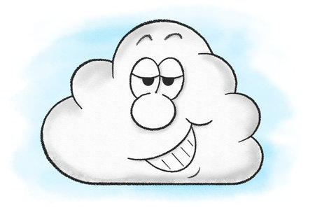 illustration of smiling cartoon cloudsの写真素材