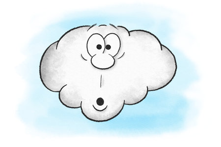 illustration of surprised cartoon cloudの写真素材