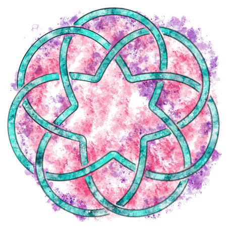 hand painted illustration of celtic knot in pencil and watercolorの写真素材