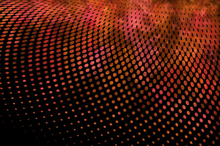 illustration of a dotted halftone background with gradient and watercolor splashes on blackの写真素材