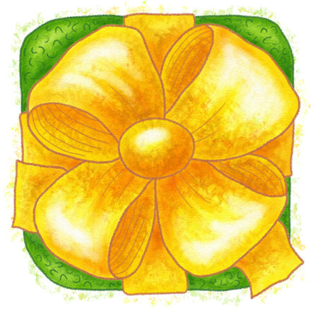 Watercolor illustration of Christmas present hand drawn gift boxの写真素材