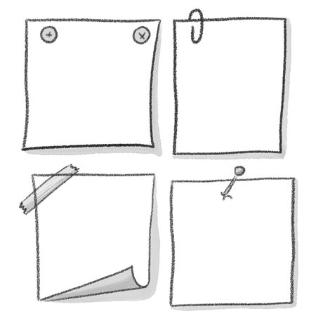 hand drawn illustration of set of multiple note sheets with copy spaceの写真素材