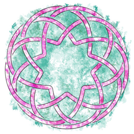 hand painted illustration of celtic knot in pencil and watercolorの写真素材