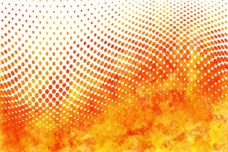 illustration of a dotted halftone background with gradient and watercolor splashes on whiteの写真素材