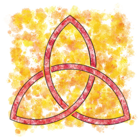 hand painted illustration of celtic knot in pencil and watercolorの写真素材