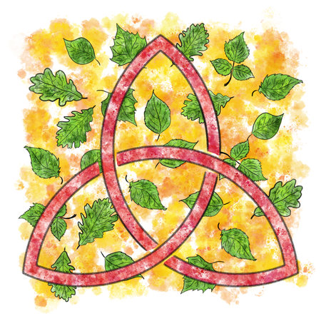 hand painted illustration of celtic knot in pencil and watercolorの写真素材