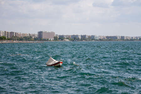 Fishing boat in the seaの写真素材