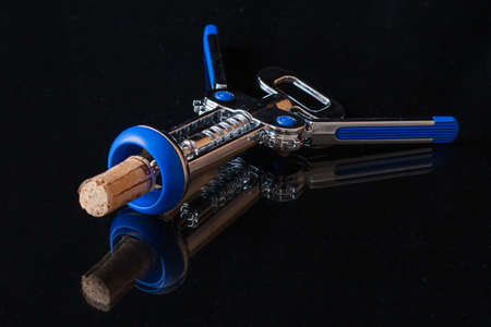 Metal corkscrew for opening bottlesの写真素材