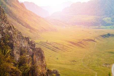 Mountains and rocks of Altai. Autumn landscape in Sunny weatherの写真素材