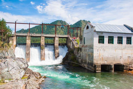 Dam hydroelectric Chemal in the Altai Republic in the Russian Federationの写真素材