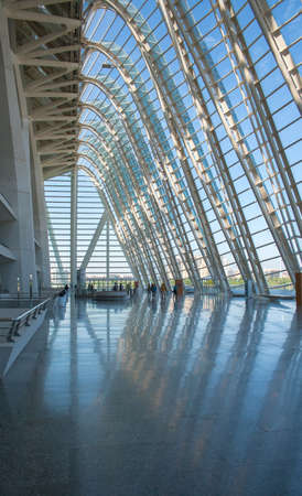 Exhibition hall. Glass walls and ceilings. Large spacious room with glass walls and high glass ceilings.の写真素材
