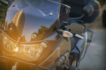 In front of the motorcycle close-up. Included lights at the sports bike Shine in the dark....