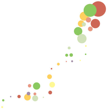 Colorful bubbles on a wavy line. Fashionable abstract vector illustrations for printing on textiles, Wallpapers. The frame is made of bubbles. Coloring in the form of small circles.のイラスト素材