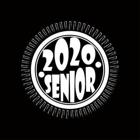 Stylish design for printing on high school graduation clothes. The senior design in the form of a print on a t-shirt.のイラスト素材