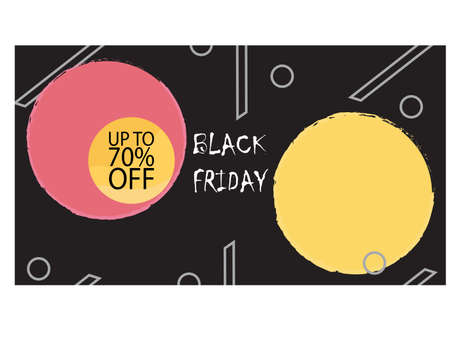 Banner template for sale on black Friday in the dark version. Vector illustration of banner for holiday sale with special offers with bright design. Information about fall in the price of the coupons.のイラスト素材