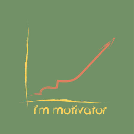Vector design inspiring and encouraging to follow me. Motivational banner calling to be assertive. Graphical image in the form of a steadily rising chart.のイラスト素材