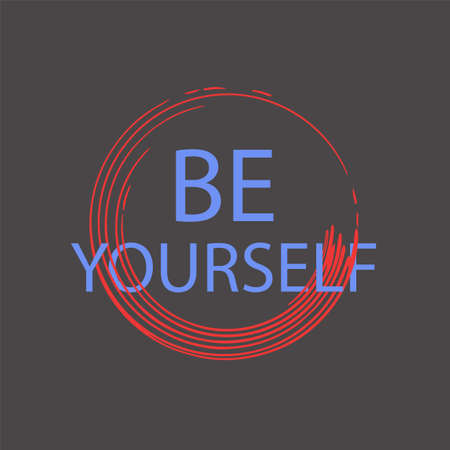 Inspirational phrase be yourself. Motivational slogans for printing on clothing and mugs, objects. Positive calls for posters dark background.のイラスト素材