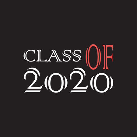Class of 2020. Stylish graduate design for printing on t-shirts, robes. Vector illustration of College, school graduation for holiday event or party. A graduate of the senior 2020 written gradient gold.のイラスト素材