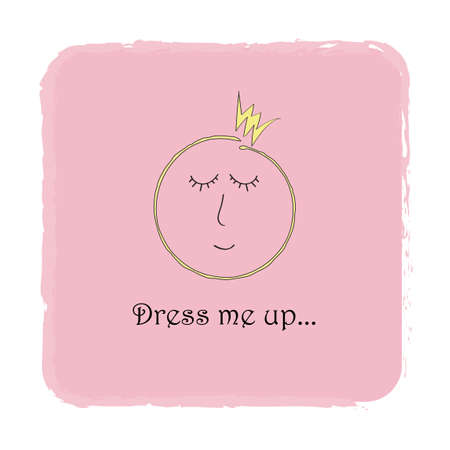 wedding ring Vector illustration for printing on children's clothing. Sad expression on the face of a cartoon character. The Princess in the form of a ring calls to dress me.のイラスト素材