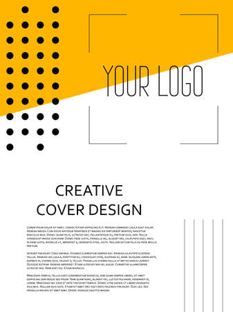Creative cover design with orange inserts. Corporate banner with stylish geometric yellow shapes. Letterhead with space for text with bright colors.のイラスト素材