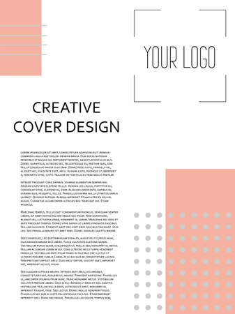 Creative cover design with coral color inserts. Corporate banner with stylish geometric shapes. Letterhead with space for text with bright colors.のイラスト素材