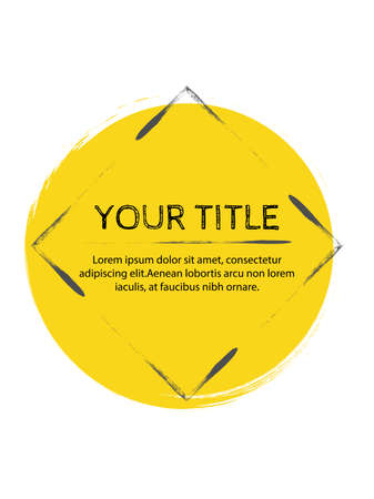 Creative cover design with yellow inserts on a white background. Advertising banner with stylish geometric shapes. Letterhead with space for text with bright colors.のイラスト素材