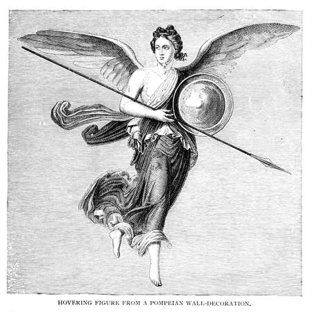 Victorian engraving of a fresco from Pompeii. Digitally restored image from a mid-19th century Encyclopaedia.の写真素材