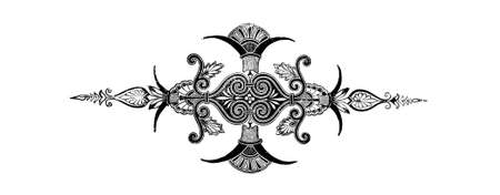 Elegant book artwork with floral and frond designs. Digitally restored from a mid-19th century encyclopaedia of Ancient Greece and Rome.の写真素材