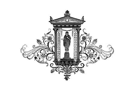 elegant book artwork depicting a Classical scene. Digitally restored from a mid-19th century encyclopaedia of Ancient Greece and Rome.の写真素材