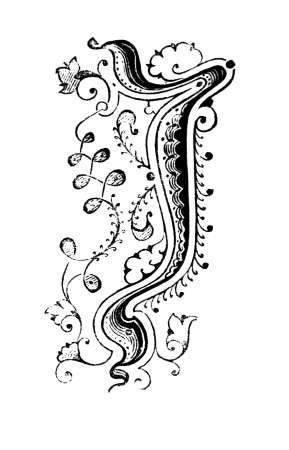 19th century engraving of a fance letterの写真素材