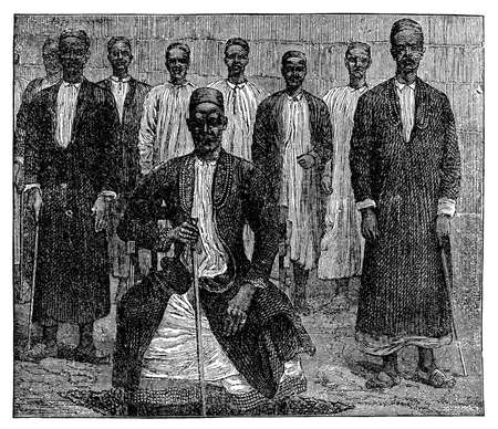 Victorian engraving of indifenous African eldersの写真素材