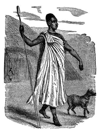 Victorian engraving of an indigenous African chiefの写真素材