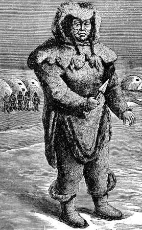 Victorian engraving of an Inuitの写真素材