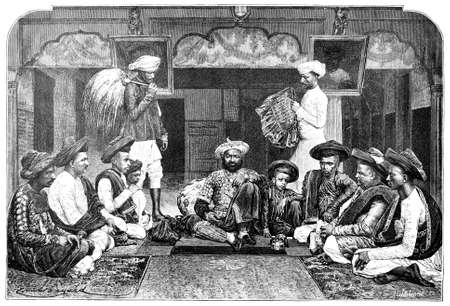 Victorian engraving of a Deccan prince, India. Digitally restored image from a mid-19th century Encyclopaedia.の写真素材