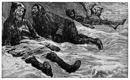 Victorian engraving of desperate Arctic expeditionariesの写真素材