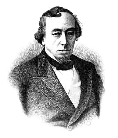 Victorian engraving of the Earl of Beaconsfield. Digitally restored image from a mid-19th century Encyclopaedia.の写真素材