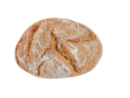 Round rye bread on a white background